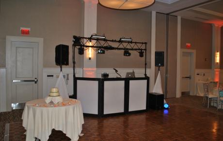 Large wedding DJ setup with computer programed light show. 