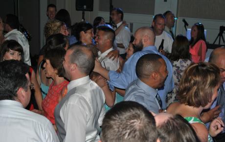  Bride and groom share a dance with their wedding guests