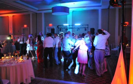 Bride and groom share a dance with their wedding guests