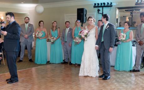 Wedding DJ shares the love story at Abenaqui Country Club - Rye NH. Photo by Rick Bouthiette Photography