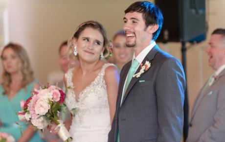 Wedding DJ shares the love story at Abenaqui Country Club - Rye NH. Photo by Rick Bouthiette Photography