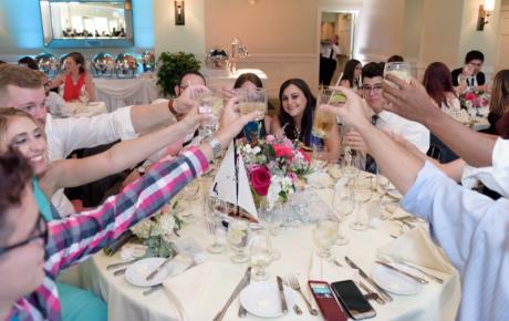 Wedding toast at Abenaqui Country Club - Rye NH. Photo by Rick Bouthiette Photography