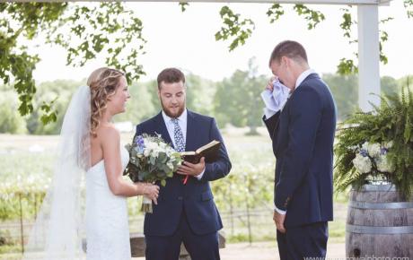 Ceremony at Flag Hill Winery. Photo by Jayna Cowal Photography - Ceremony music provided by Audio Events